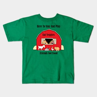 Farm 'Eat Veggies' Animals In The Barn Kids T-Shirt